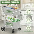 thumbnail image 7 of Leumius Shopping Cart,2 Layers Grocery Cart on Wheels,Foldable Utility Shopping Carts with Double Basket and 360° Rolling Swivel Wheels,White, 7 of 7