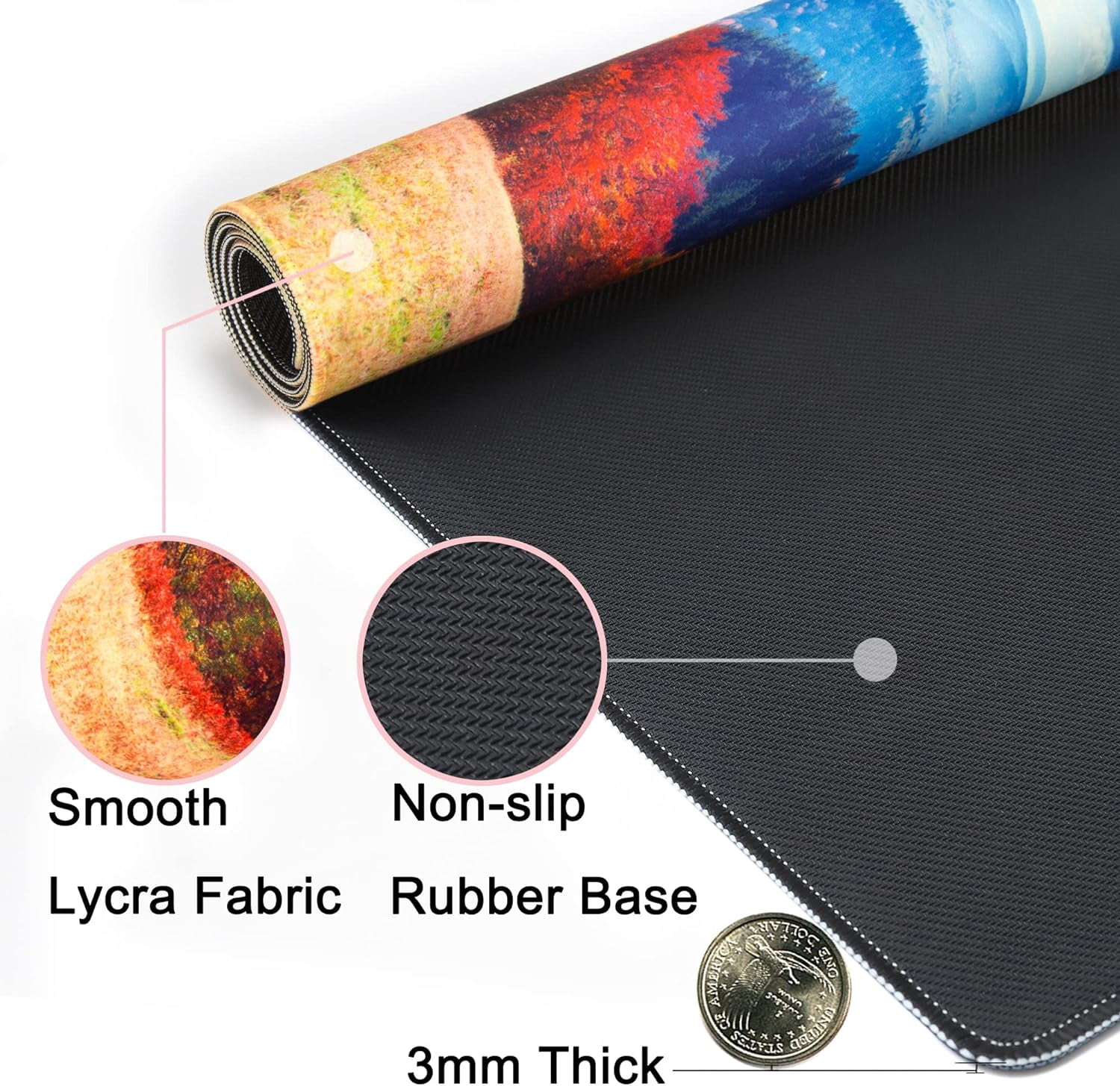 Desk Mat,Large Mouse Pad 35''×15.6''×0.12'' XXL Extended Gaming Mouse Pad Mat with Non-Slip Base Stitched Eges Mousepad for Computer,Office,Keyboard and Laptop - Autumn Forest