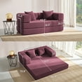 thumbnail image 4 of YINIX 62.9"  Sofa Couch with Two Pillows,  Comfy Modular Convertable Sofa Bed for Living Room and Small Spaces, Red, 4 of 9