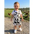 thumbnail image 5 of RUINIXCW Western Toddler Baby Girl Cowgirl Outfit Boy Cowboy Outfits Summer Cow Print Overalls Shorts Sleeveless Adjustable Strap Pockets Bib Overalls Suspender Shorts Romper Jumpsuit, 5 of 9