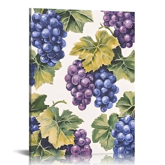 FCXZI Purple Grapes Leaves Art Modern Canvas Prints Wall Decor 12x16in