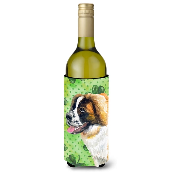Carolines Treasures BB9853LITERK Saint Bernard St Patricks Wine Bottle Beverge Insulator Hugger  Wine Bottle multicolor