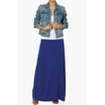 thumbnail image 6 of TheMogan Women's Casual Lounge Solid Foldable High Waist Draped Jersey Relaxed Long Maxi Skirt Denim Blue M, 6 of 7