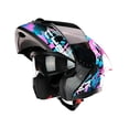thumbnail image 3 of Casco Abatible De Moto Kov Stark Cyber Nova Rosa Azul Dot, 3 of 5