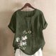 thumbnail image 3 of Camisetas de Manga Corta para las Mujeres Impreso Botón de Manga Corta Camiseta Blusa Poliéster, Ropa Casual Mirar Superior para las Mujeres, 3 of 4