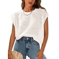 thumbnail image 1 of Top Prettygarden para mujer, primavera-verano, manga de ganchillo, color blanco, 1 of 9
