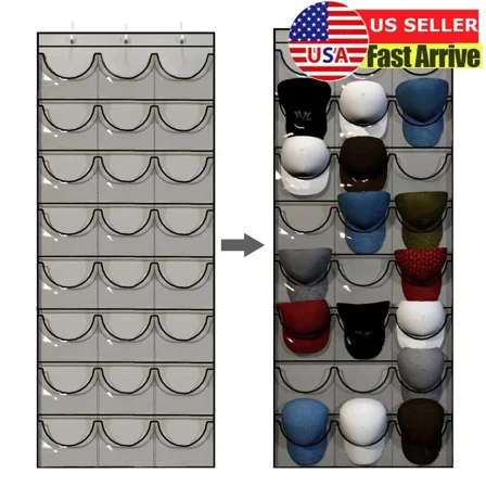 24 Hat Rack Organizer Baseball Holder Storage Hanger Door Wall Coat Caps Stands