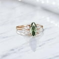 thumbnail image 2 of KANISHKAGEMS&JEWELS 9x7MM / 1.5Ct Marquise Cut Peridot Engagement Ring CZ Diamond Cluster Wedding Ring Anniversary Gift For Wife, 2 of 3