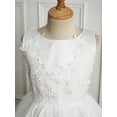 thumbnail image 5 of Zaldita Kids Sleeveless Flower Girl Tulle Tutu Dress Lace Embroidery First Communion Gown Ivory 8, 5 of 7