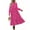 Rose Red, variant on UVN Fall Long Dress for Women Crewneck Casual Long Sleeve Pleated Dresses with Pockets
