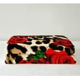 thumbnail image 6 of Leopard Print Fleece Throw Blanket Rose Flower Plush Blanket for Couch Bed Sofa Room Decor Red Floral Petal Pattern Sherpa Blanket Branches Green Leaf Cheetah Print Flannel Blanket Throw 50x60 Inch, 6 of 6