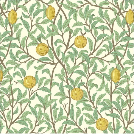 Lemon Wallpaper Leaf Peel and Stick Wallpaper Beige and Green 17.3"X78.8" Self Adhesive Wall Paper Removable Decorative Wallpapers Boho Contact Paper for Bedroom Bathroom Cabinets Decor Vinyl Roll
