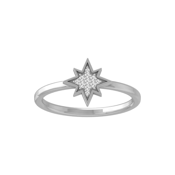 Araiya Fine Jewelry 10K White Gold Round-shape Lab Grown Diamond Fashion Band Ring ( 1/20 cttw, D-F Color, VS Clarity) Size 6