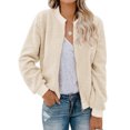 thumbnail image 5 of Spring Fall Women Long Sleeve Bomber Jacket Zipper Casual Fleece Coat, 5 of 5