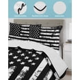 thumbnail image 4 of Quilts Twin Size, Black White Soft Comforter Bedding Set for Bed, Retro Stars Stripes Flag Shabby Chic Texture Lightweight Quilted Bedspread with Pillow Cover(2 Pieces) for All Season, 68x86 Inch, 4 of 6