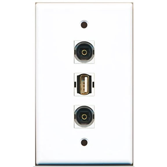 RiteAV - 1 Port USB A-A 2 Port Toslink Wall Plate