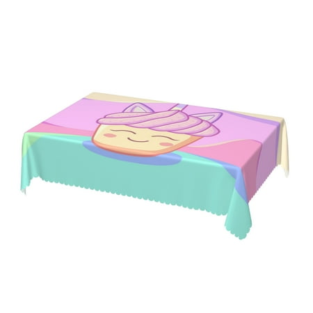

DouZhe Rectangular Tablecloth Kawaii Unicorn Dessert Table Cloth for Kitchen Dinning Tabletop 72 x 54 Waterproof Polyester Table Cover