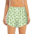 thumbnail image 2 of Goofa Green Avocado Printed Women 2 in 1 Running Shorts,Quick Dry Athletic Workout Shorts,High Waisted Athletic Shorts with Liner Pockets-Large, 2 of 9