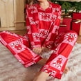 thumbnail image 4 of Pajama Set Women Casual Christmas Plaid Print Cozy Long Sleeve Long Pants Set Nightwear Sleepwear,Red,L, 4 of 9