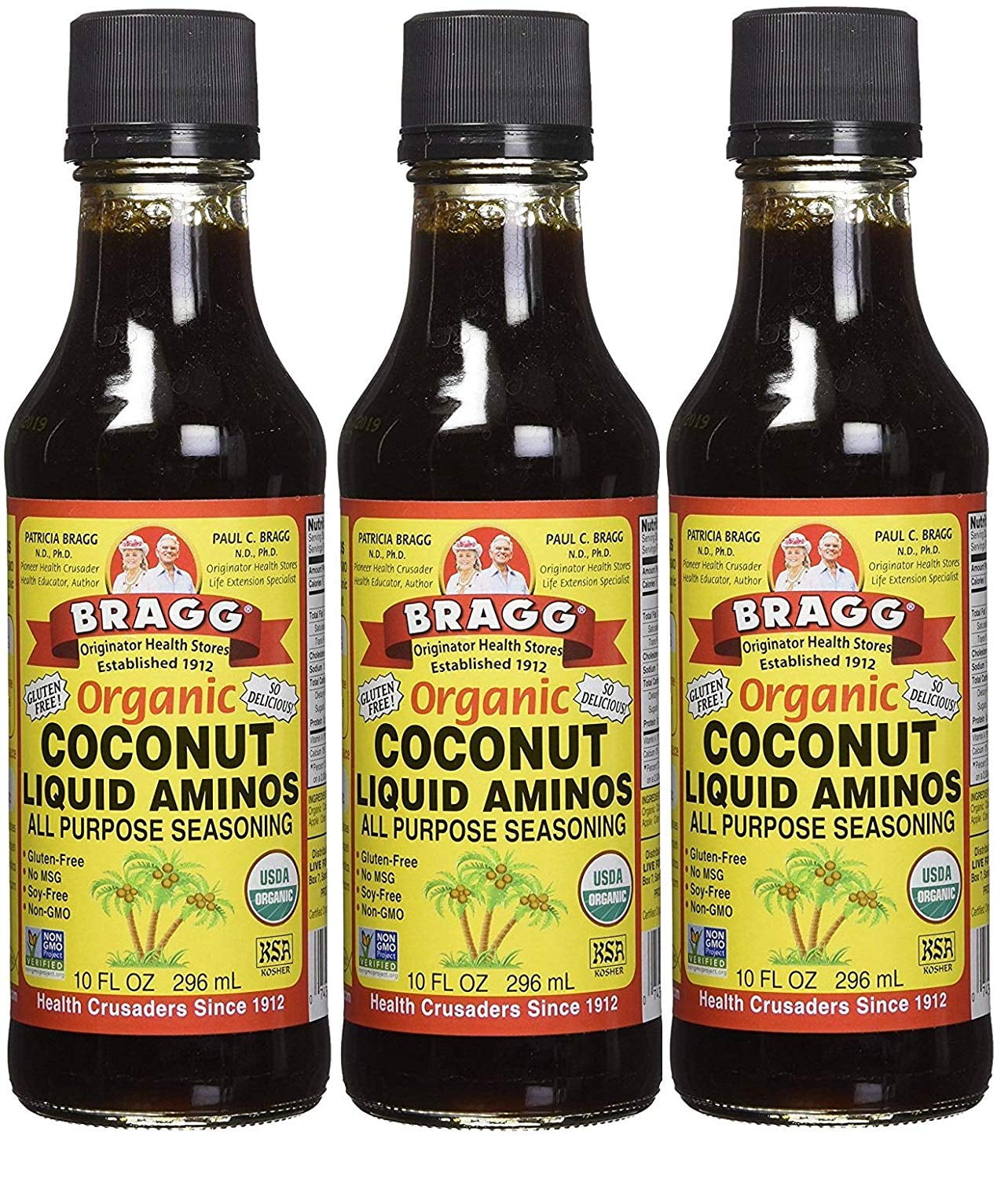 (3 Pack) Bragg Organic Coconut Liquid Aminos All Purpose Seasoning, 10