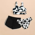 thumbnail image 2 of Vedolay Girl's Summer Crisscross Three Piece Cow Print Cute Swimsuit Set,White 11-12 Years, 2 of 5