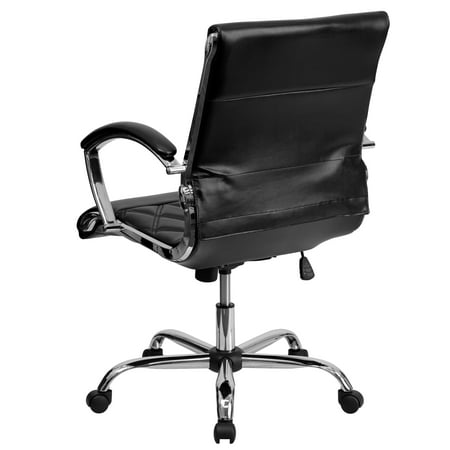 UPC: 0889142169345 | Flash Furniture Mid-Back Designer LeatherSoft Executive Swivel Office Chair w/Chrome Base and Arms Black