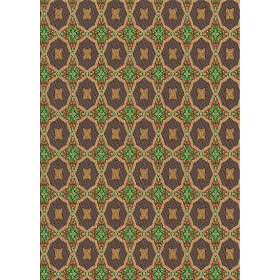 Ahgly Company Machine Washable Indoor Rectangle Transitional Brass Green Area Rugs, 2' x 3'