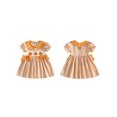 thumbnail image 2 of RUINIXCW Kids Toddler Baby Girls Halloween Dress Outfit Infant Baby Girls Summer Fall Plaid Dress Clothes Cute Pumpkin Ghost Embroidery Doll Collar Short Sleeve Dress, 2 of 9