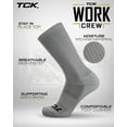 thumbnail image 2 of TCK Work & Athletic Crew Socks for Men & Women - Large, Grey, 6-Pack - Large,Grey,6, 2 of 2