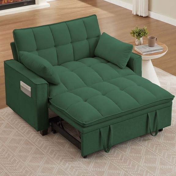 Soscana Convertible Sofa Bed Loveseat with Adjustable Backrest,3 in 1 Sleeper Sofa Pull Out Bed Reclining Couch with 2 Lumbar Cushions and Storage Side Pockets for Living Room,Apt,Office,Studio