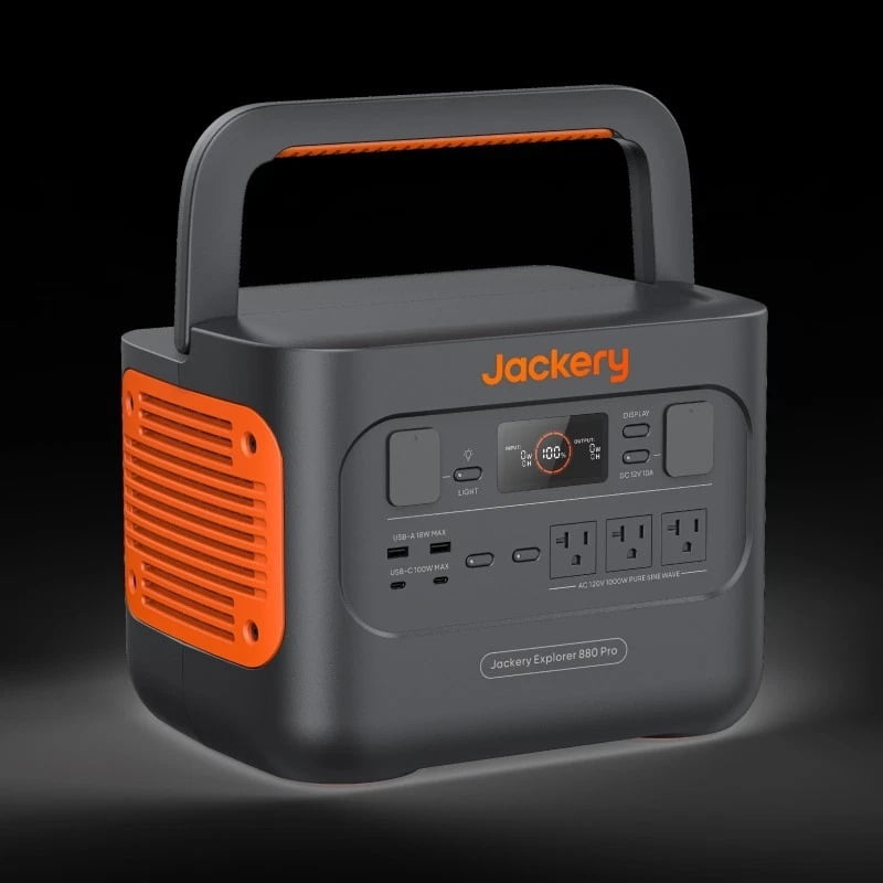 Restored Jackery 880 Prop Portable Power Station Explorer - 880W Outdoor Solar Generator Mobile Lithium Battery Pack - with 100W Mini Solar Panel - Multi-mode fast charging - Black (Refurbished)