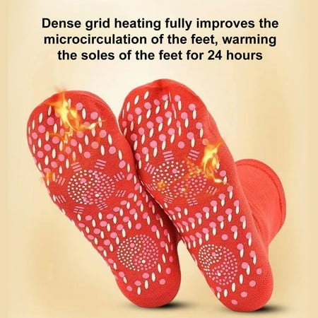 

qianli 1 Pair Heated Socks Self-Heating Release Fatigue Lightweight Tourmaline Comfortable Breathable Massage Socks for Men Women