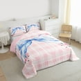 thumbnail image 3 of Homewish Girls Watercolor Ribbon Bedding Comforter Set, Romantic Rustic Rose Twin Comforter Sets, Pink Plaid Artwork Reversible Bedding Set, Breathable Home Decor, 2 Pieces, 3 of 8