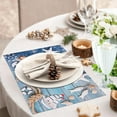 thumbnail image 3 of Blue Placemats Set of 6, Summer Nautical Theme Starfish Shell Fishnet Non Slip Heat Resistant Linen Fabric Cloth Place Mats, Washable Holiday Party Dining Table Mats for Coastal Home Kitchen Decor, 3 of 6