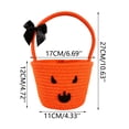 thumbnail image 2 of Halloween Candy Basket Pumpkin Woven 10.6x6.7x6.7in with Bow Handle Portable for Kids Trick or Treat Collection by OVFUIZ, 2 of 9
