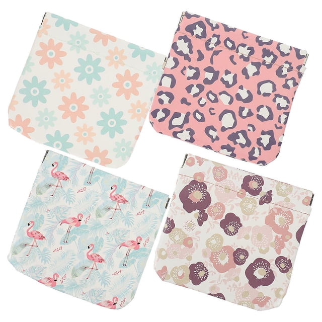 Cosmetic Bag For Girls 4 Pcs Mini PU Assorted Color Purse Accessories Storage Travel