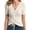 Beige, variant on Womens Ribbed Knit Tops V Neck Short Sleeve Drawstring Ruched Front Slim Fit Casual Everyday Summer Blouses Gray M