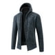thumbnail image 5 of Cárdigan con cremallera de invierno para hombre, suéter de punto de manga larga sencillo con capucha, chaqueta informal gruesa de polar, 5 of 5