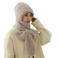 thumbnail image 4 of Winter Hats for Women Fleece Lined Beanie Knit Chunky Womens Snow Cap Integrated Ear Protection Windproof Cap Scarf 2 In 1 Winter Warm Knitted Hat Scarf Thickening Hat Scarf Multicolor, 4 of 5