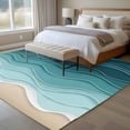 thumbnail image 5 of Turquoise Ombre Stripe Area Rugs 5x7 for Living Room, Summer Beach Abstract Waves Moires Non Slip Washable Rug Runner, Low Pile Indoor Floor Carpet Mat Bathroom Rugs for Bedroom, Kids Room, 5 of 9