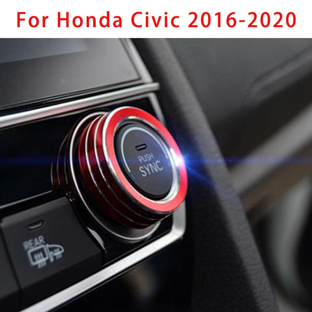 Red AC Climate Control Trim Knob Cover Decal Ring For Honda Civic 2016-2020