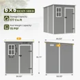 thumbnail image 6 of MRUAKA Outdoor Storage Shed 6*6 FT, Resin Garden Shed for Bike, Tool, Plastic Outside Sheds & Outdoor Storage Box with Lockable Door,Gray, 6 of 8