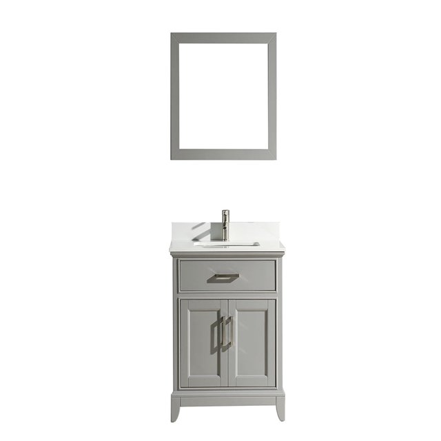 Vanity Art 24" Single Sink Bathroom Vanity Set with Engineered Marble Top and Free Mirror