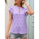 thumbnail image 5 of Camiseta de mujer con cuello redondo y manga de mariposa con cordón Camisa con agujeros huecos CACAGOO Blusa de mujer, 5 of 7