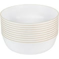thumbnail image 2 of EcoQuality 16 oz White Plastic Round Bowls with Gold Rim - Disposable Plastic Soup Bowls, Heavy Duty Salad Bowls, Reusable Soup Bowl, Baby Showers, Weddings, Birthday Party, BPA Free (40), 2 of 3