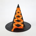 thumbnail image 2 of Halloween Witch Lace Hat Festival Party Cornered Wide Hat Orange, 2 of 2