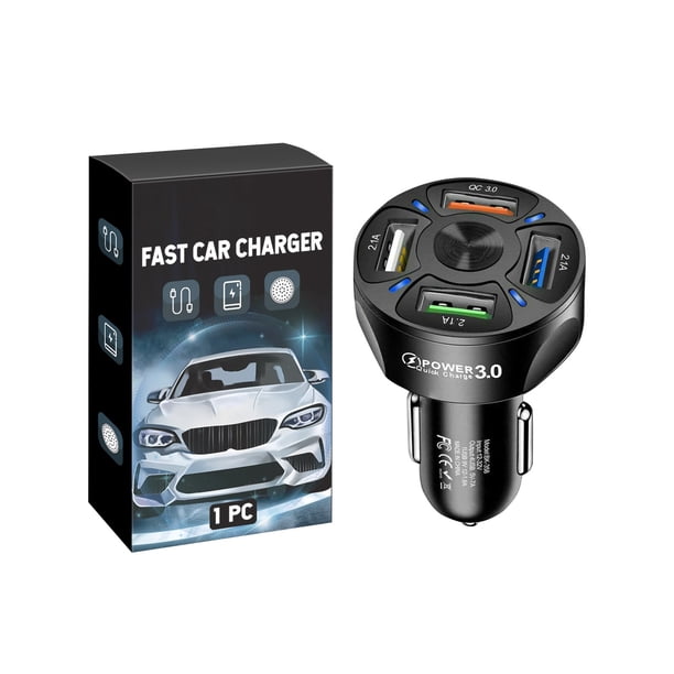 Great promotion! 4-port USB Car Charger, Fast Charging Mobile Phone Charging Head, One To Four Fast Charging Mobile Phone Adapter, New Multi-port