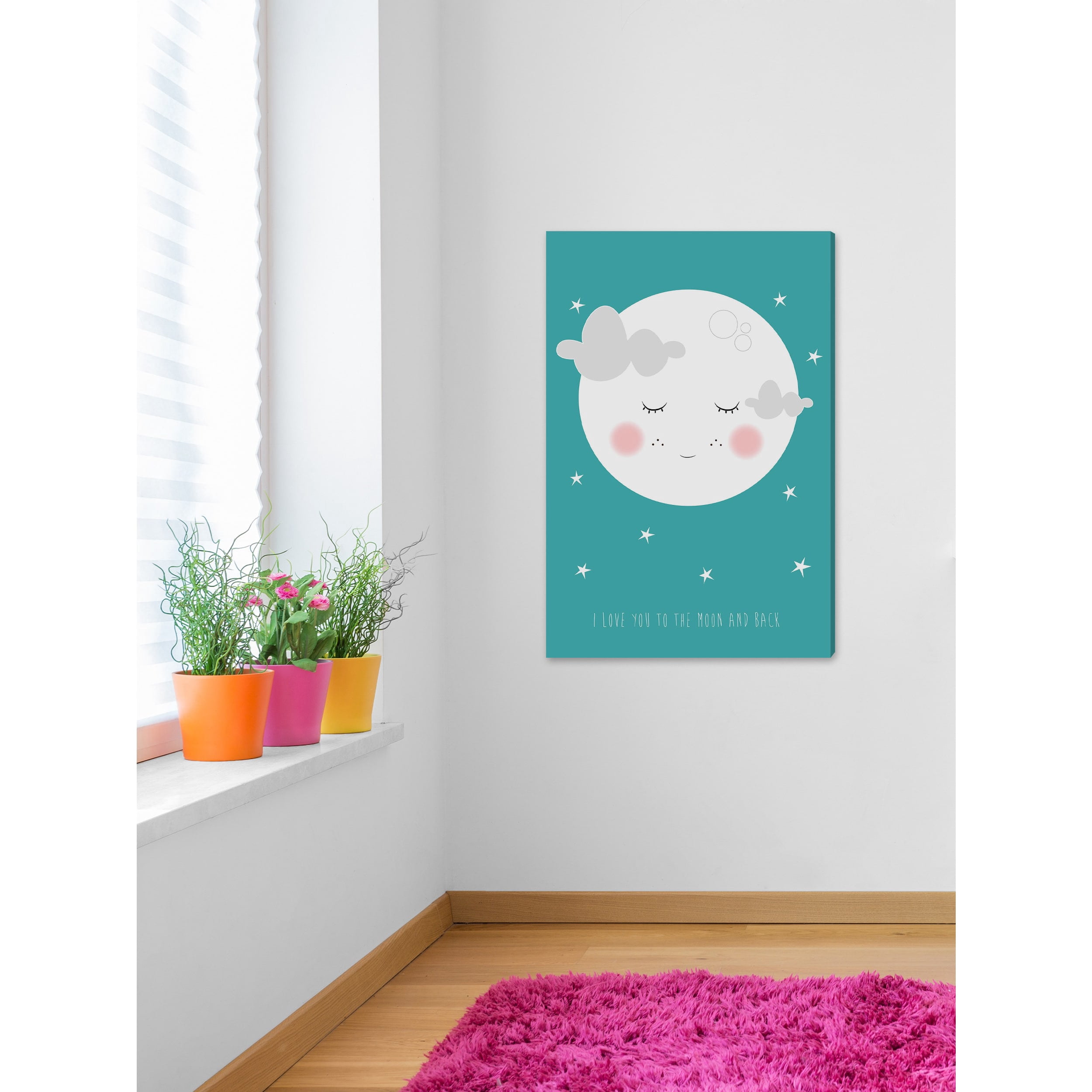 Marmont Hill "Circle Face Moon" by Karen Zukowski Painting Print on Wrapped Canvas
