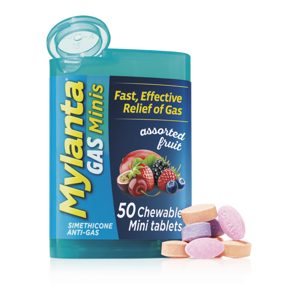 Mylanta Gas Minis Chewable Tablets for Fast Gas Relief, Assorted Fruit Flavor, 50CT Walmart