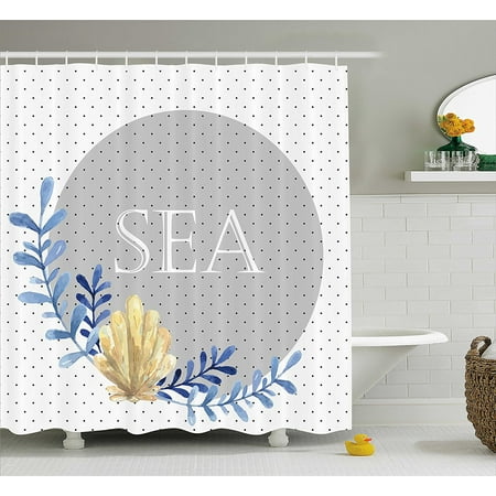 Modern Shower Curtain By Coral Reed With Pearl Shell On Polka